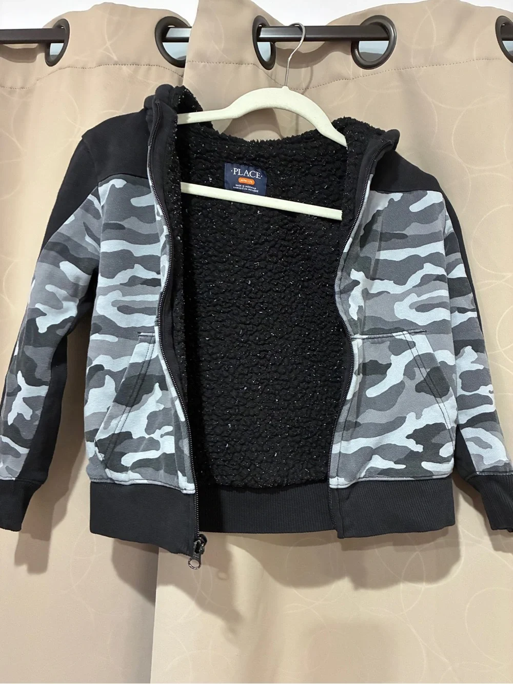 Children’s Place Kids' Black & Gray Camo Zip-Up Hoodie